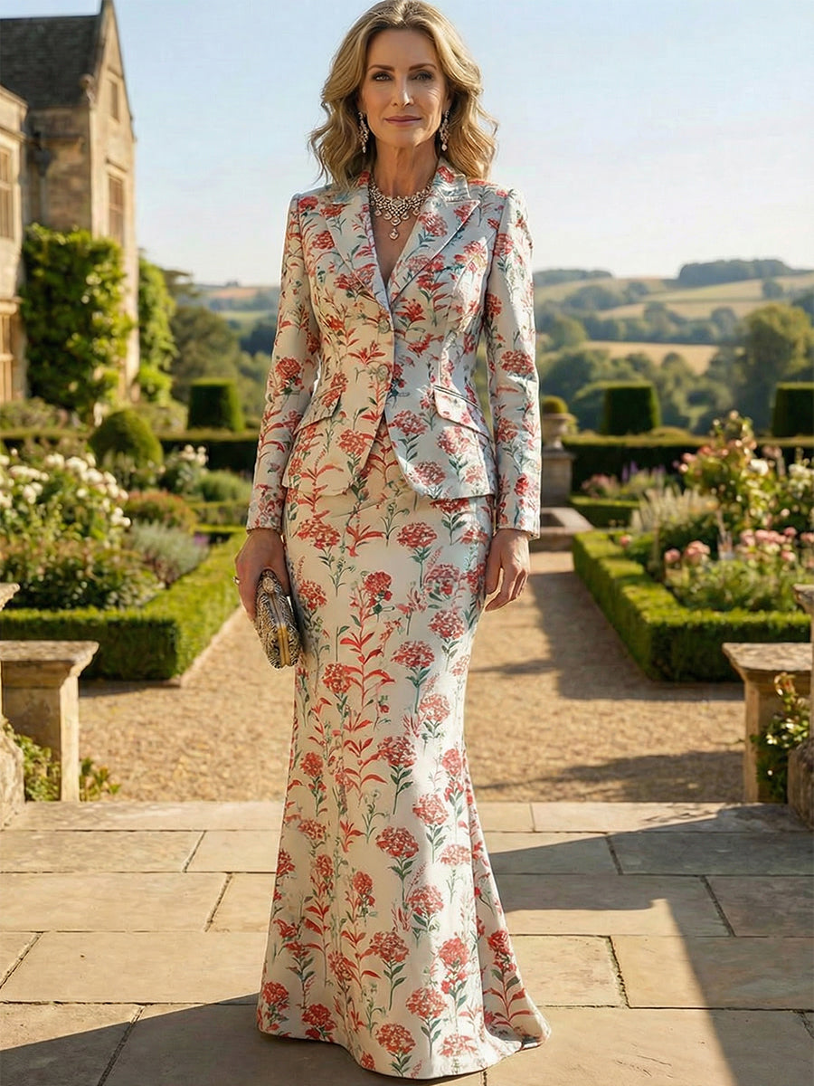 Two-Piece Mermaid Long Sleeve Floor-Length Mother of the Bride Dresses with Blazer Jacket (SHIA22500213)