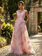 A-Line Floral Sequin Lace Floor-Length Mother of the Bride & Groom Dresses with Ruched Satin Bodice (SHI22500639)
