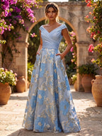 A-Line Floral Sequin Lace Floor-Length Mother of the Bride & Groom Dresses with Ruched Satin Bodice (SHI22500639)