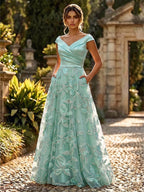 A-Line Floral Sequin Lace Floor-Length Mother of the Bride & Groom Dresses with Ruched Satin Bodice (SHI22500639)