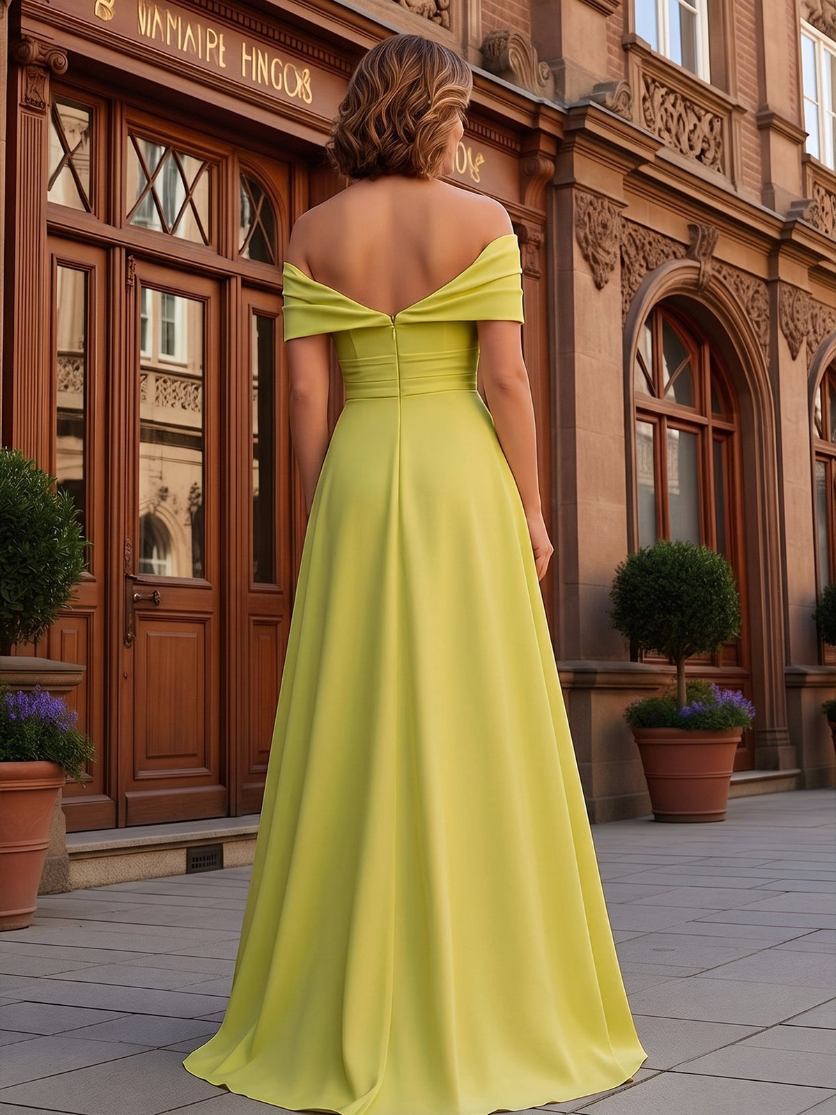 A-Line Chiffon Cape Sleeves Floor-Length Mother of the Bride & Groom Dresses with Ruched Waist (SHI22500705)