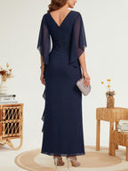 Sheath Silk Off Shoulder Ruched Maxi Mother of the Bride & Groom Dresses (SHI22500808)