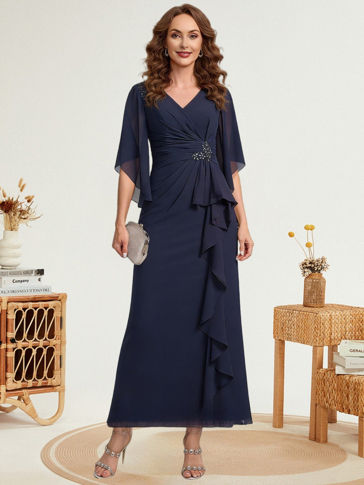 Sheath Silk Off Shoulder Ruched Maxi Mother of the Bride & Groom Dresses (SHI22500808)
