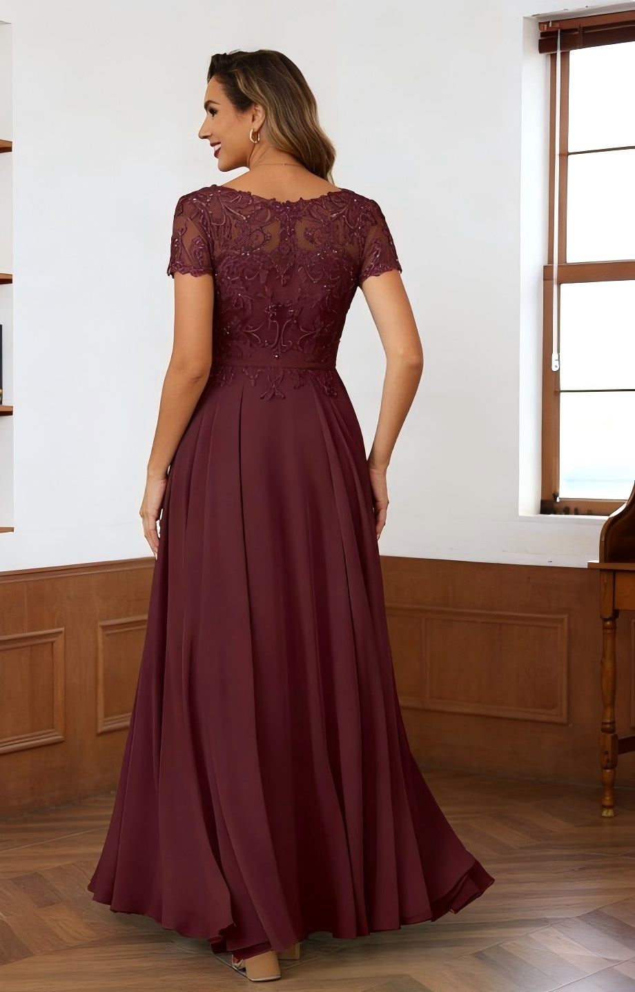 A-Line Chiffon Floral Print 3/4 Cape Sleeves Tiered Mother of the Bride & Groom Dresses with Beaded Waist Embellishment (SHI22500669)