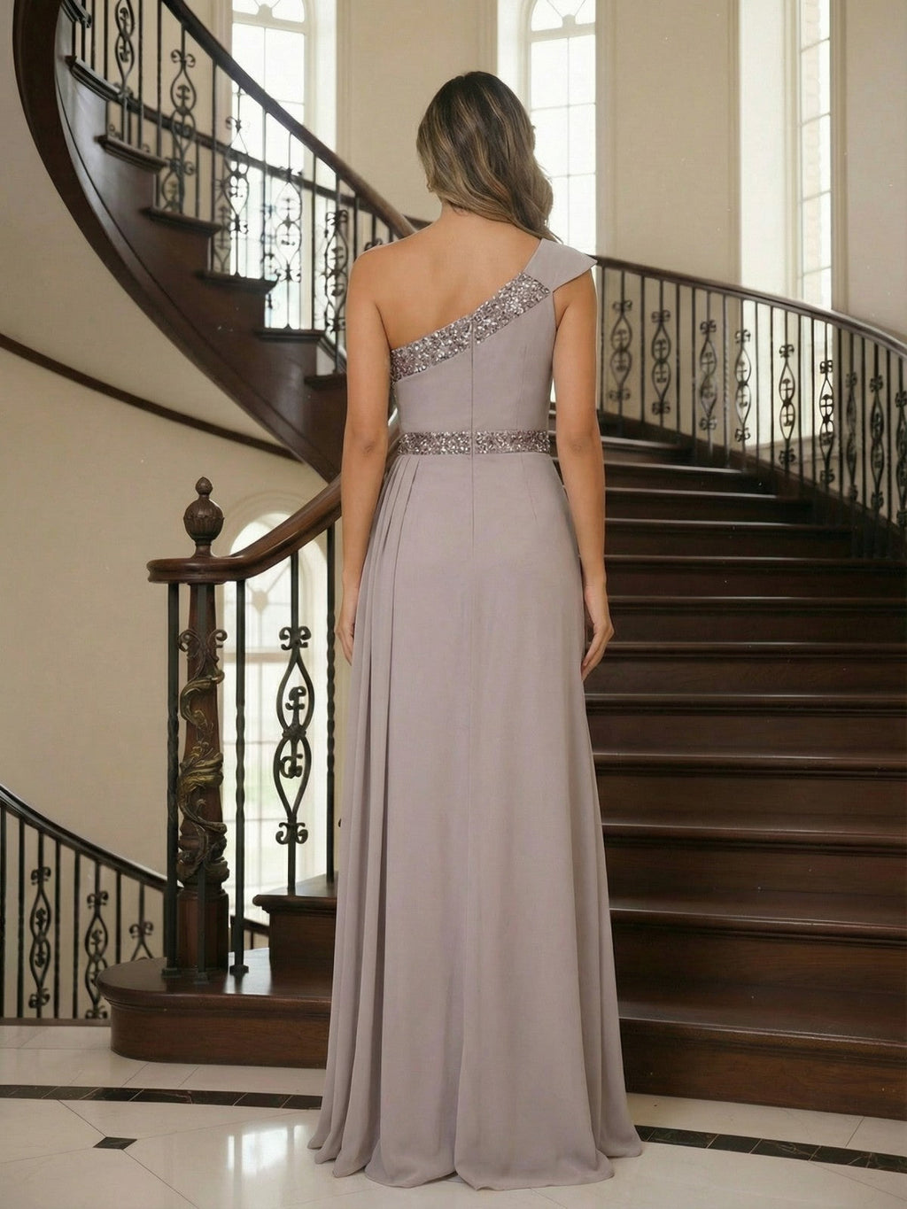 A-Line Pleated Chiffon One Shoulder Floor-Length Mother of the Bride & Groom Dresses (SHI22500625)