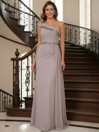 A-Line Pleated Chiffon One Shoulder Floor-Length Mother of the Bride & Groom Dresses (SHI22500625)