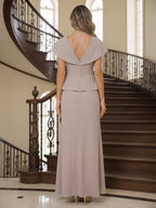 V Neck Chiffon Short Sleeves Mother of the Bride Dresses (SHIR1110366)