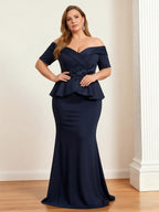A-Line/Princess V-Neck Satin Tea-Length Mother of the Bride Dresses with Flower (SHI22500080)