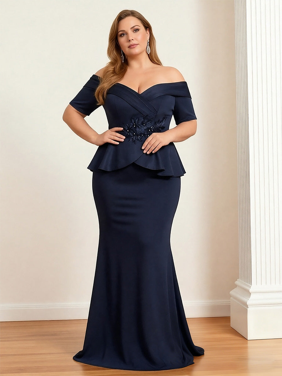 A-Line/Princess V-Neck Satin Tea-Length Mother of the Bride Dresses with Flower (SHI22500080)
