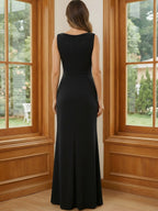 A-Line/Princess V-Neck Satin Tea-Length Mother of the Bride Dresses with Flower (SHI22500080)