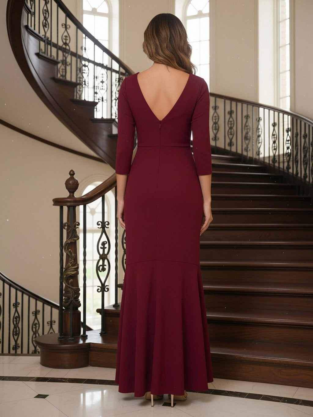 One Shoulder Beaded Midi Jacquard Satin Mother of the Bride Dresses (SHI22500511)