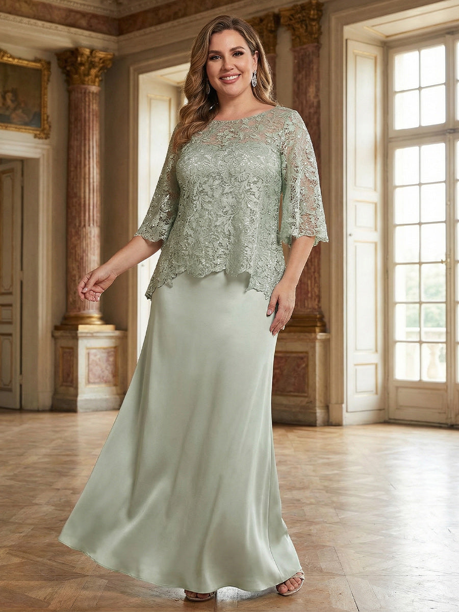 Off Shoulder Lace Appliques Sequins Mother of the Bride Dresses with Ruffles (SHI22500548)