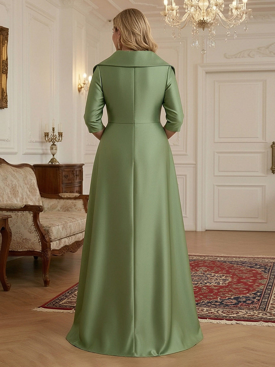 Sheath Chiffon Cape Sleeves Maxi Mother of the Bride & Groom Dresses with Ruched Waist (SHI22500727)