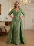 Sheath Chiffon Cape Sleeves Maxi Mother of the Bride & Groom Dresses with Ruched Waist (SHI22500727)