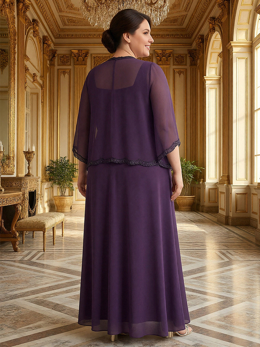 A-Line Floral Sequin Lace Floor-Length Mother of the Bride & Groom Dresses with Ruched Satin Bodice (SHI22500639)