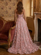 A-Line/Princess Scoop Neck Pleated Satin Evening Dresses with Sequins (SHI22500066)