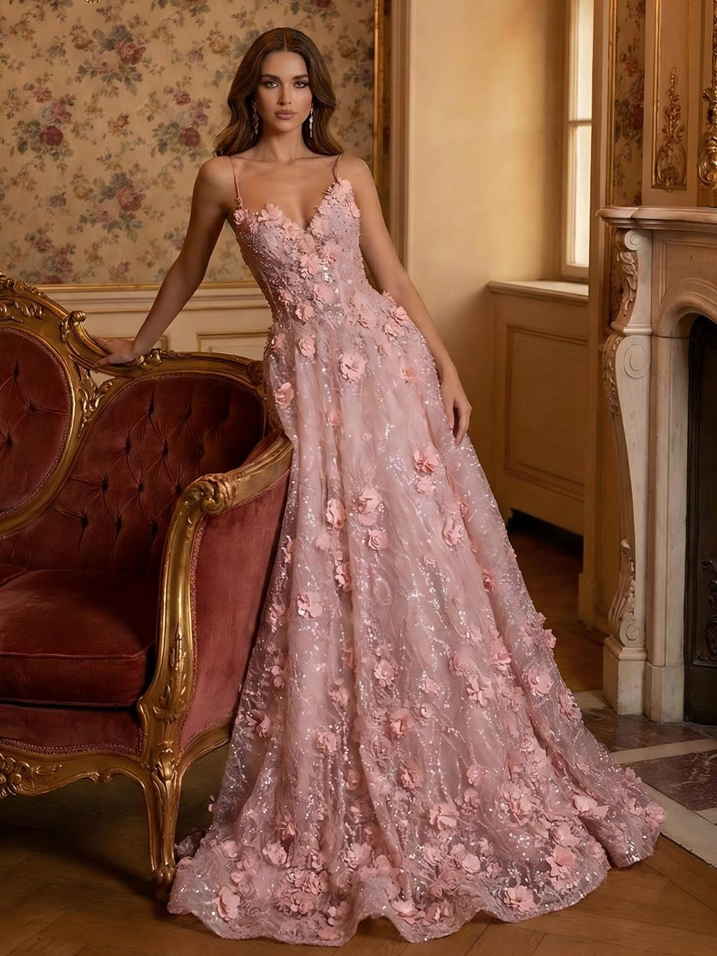 A-Line/Princess Scoop Neck Pleated Satin Evening Dresses with Sequins (SHI22500066)