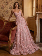 A-Line/Princess Scoop Neck Pleated Satin Evening Dresses with Sequins (SHI22500066)
