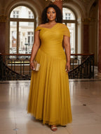 Off Shoulder Lace Appliques Sequins Mother of the Bride Dresses with Ruffles (SHI22500548)