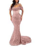 Mermaid Off Shoulder Sequin Prom Dress With Cutout Bodice