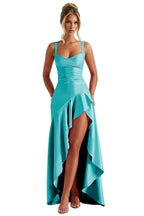 Vestidos de Festa com Folhos de Cetim para Adolescentes Vestidos de Coquetel Assimétricos em Linha A para Mulheres QA204