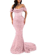 Mermaid Off Shoulder Sequin Prom Dress With Cutout Bodice