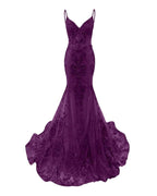 Trumpet Mermaid Long Prom Dress Spaghetti Straps Sparkly Sequin Lace Applique