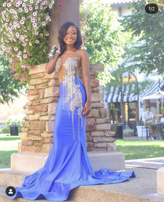Vestido de Baile de Sereia Sedutor Vestido de Noite Sedutor para Raparigas Negras Y6625