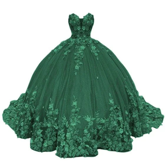Vestidos de Quinceañera Verde Corazón Dulce Dulce 16 Vestido de Gala para Niñas Y7156