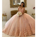 Customized Dresses 2026 Pink Off The Shoulder For Ball Gown Princess Appliques Tulle Birthday Party Dress Vestidos De 15