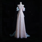 Luxuriöse elegante Perlenbesetzte Abendkleider 2025 Neue Schulter Pailletten Fischschwanzkleid Abschlussballkleid Hochzeitskleid Verlobungskleid