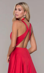 Vestido Vermelho de Cetim Longo para Festa com Costas Descobertas SYP51