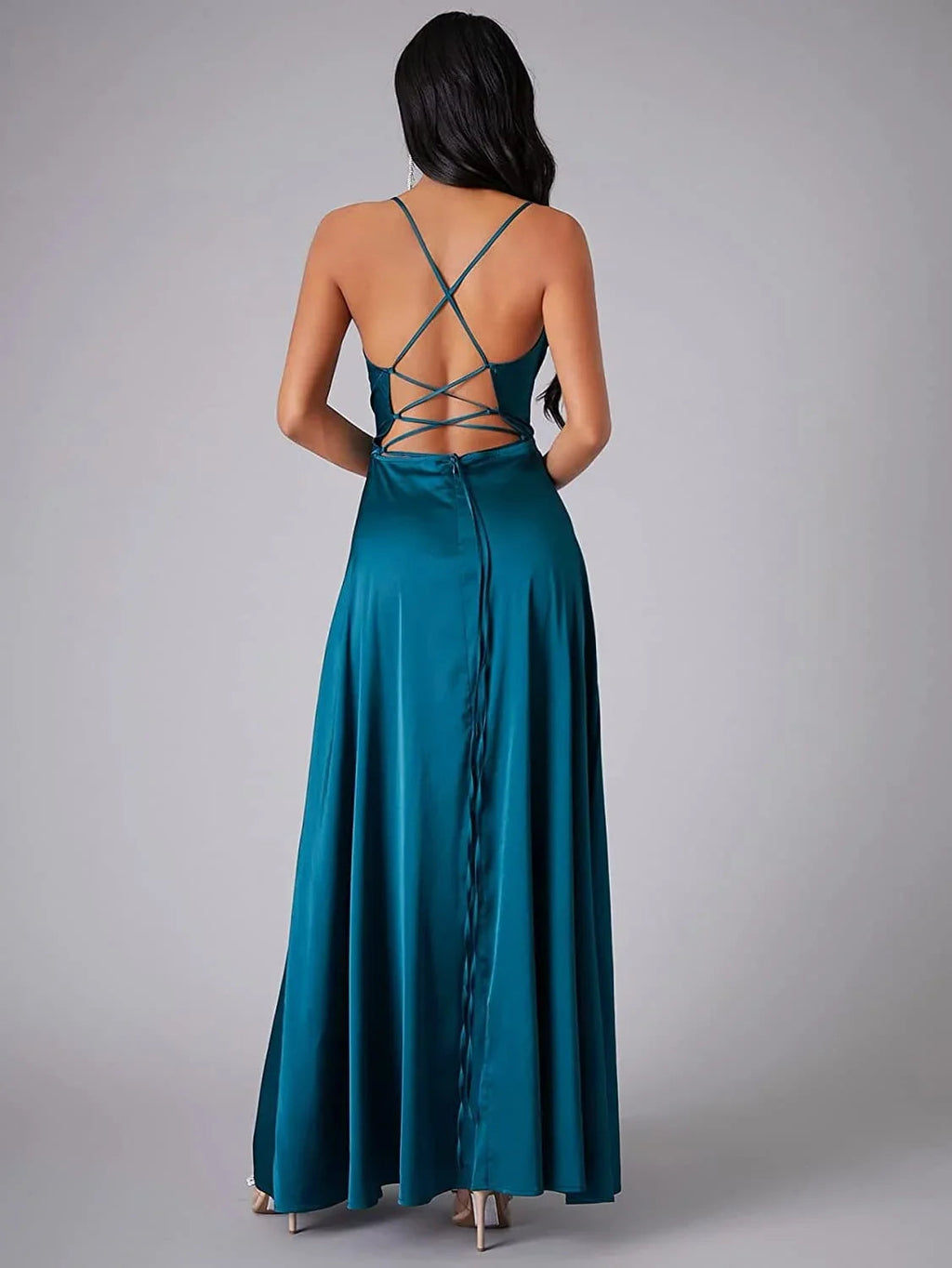 Vestido de Festa em Cetim Sem Costas SYP6