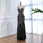 Luxuriöses hautfarbenes Korsett mit Perlenbesatz Meerjungfrau-Abendkleid LA72803A