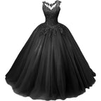Customized Women's Beaded Lace Appliques Prom Dress Long Ball Gown Quinceanera Dresses Tulle Formal Sweet 16 Dress for T