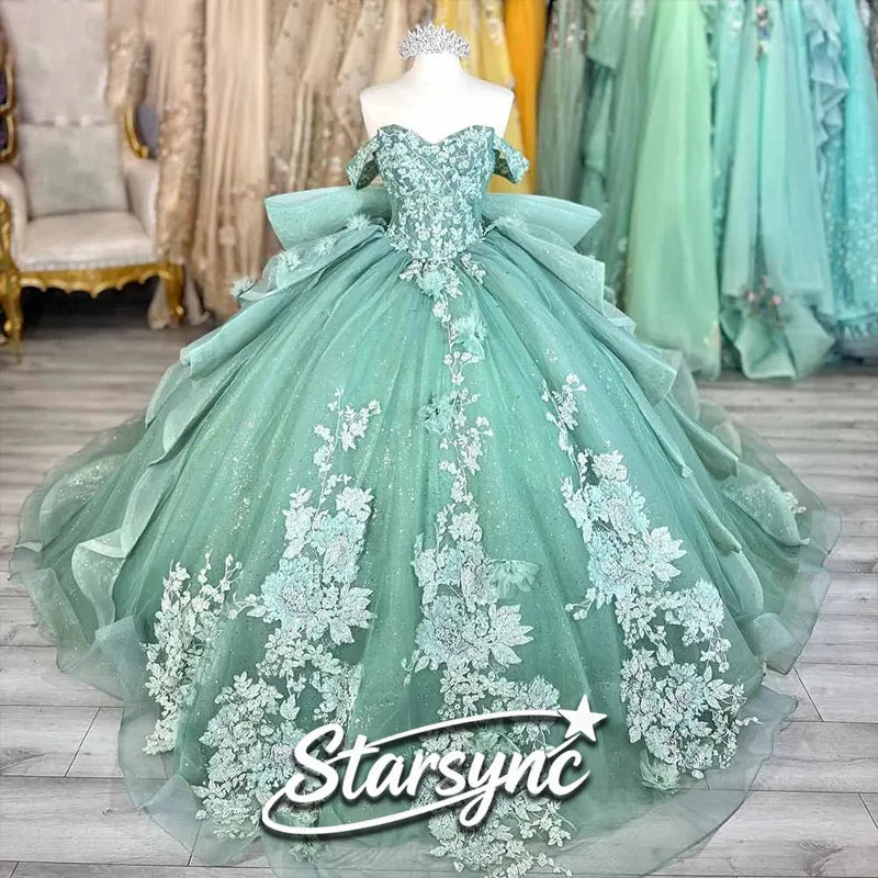 STARSYNC Tule Chegando à Maioridade Vestido de Cerimónia Personalizar vestido de Baile Brilhante Fada Vestido de Baile Querida Vestido Quinceanera
