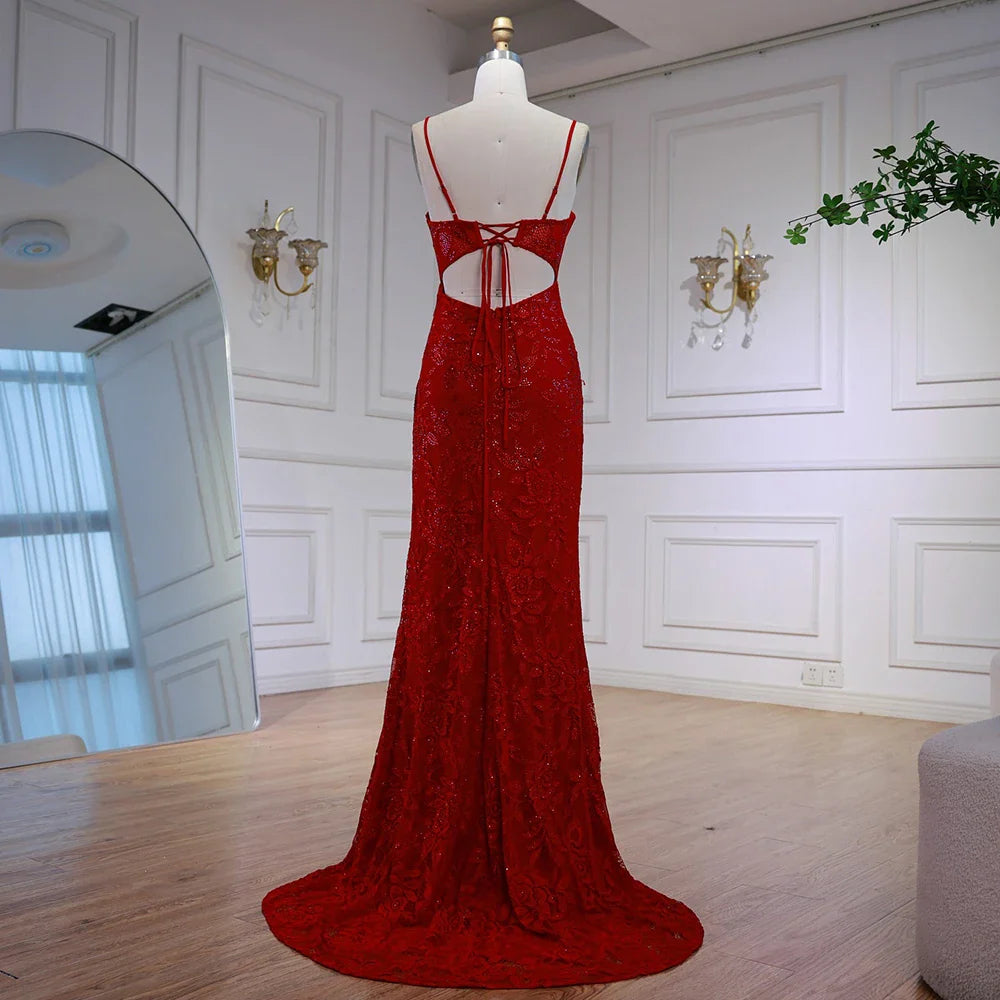 Elegantes rotes Ballkleid mit Schlitz LA72998