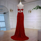 Elegantes rotes Ballkleid mit Schlitz LA72998