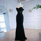 Classy Black Off-Shoulder Lace Prom Dress LA72999