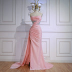 Abito da Ballo Elegante Rosa con Glitter e Spacco LA72997