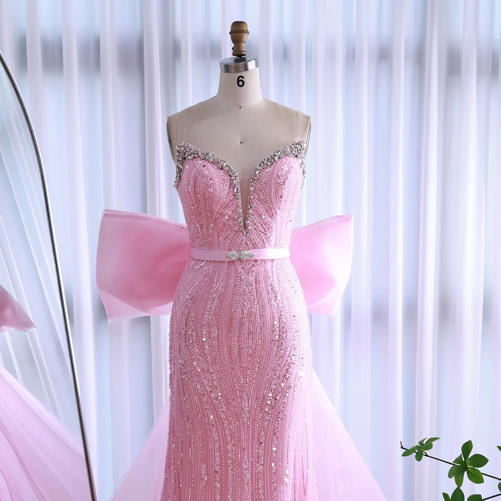 Abito da sera lussuoso con fiocco rosa Dubai LA73061A