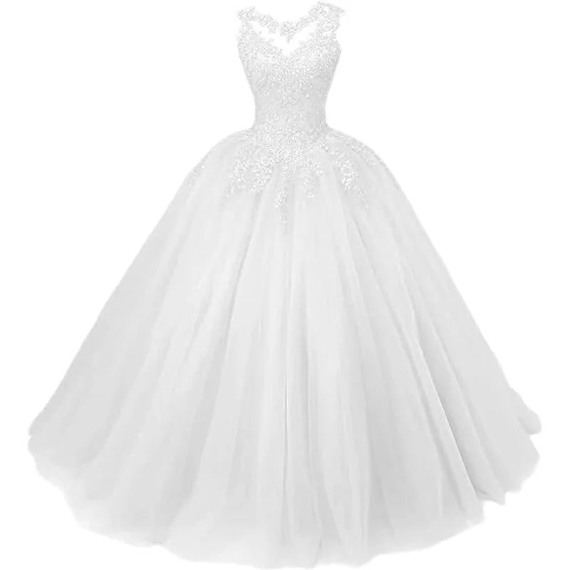 Customized Women's Beaded Lace Appliques Prom Dress Long Ball Gown Quinceanera Dresses Tulle Formal Sweet 16 Dress for T