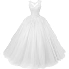 Customized Women's Beaded Lace Appliques Prom Dress Long Ball Gown Quinceanera Dresses Tulle Formal Sweet 16 Dress for T