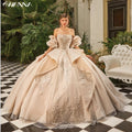 Requintado lantejoulas contas quinceanrra vestidos de baile glitter rendas apliques mangas destacáveis vestido de baile doce 16 vestido