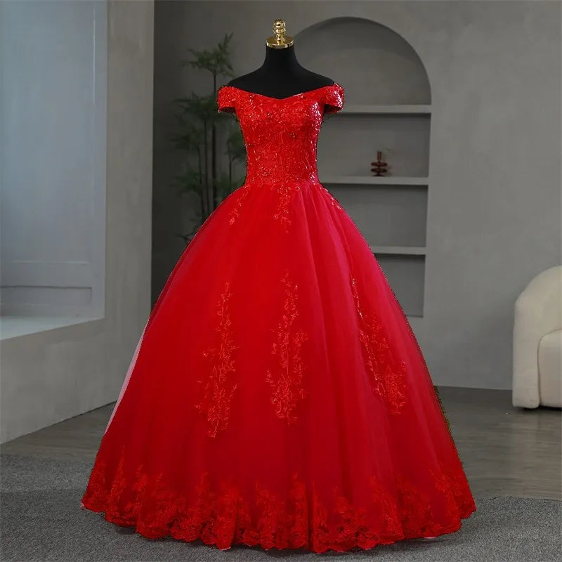 Fora do ombro roxo quinceanera vestidos doce flor vestido de festa luxo apliques vestido de baile foto real vestido de baile boho