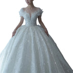 2025 Princess Sexy Luxury Crystal Beaded Wedding Dress Puff Tulle White Gown Bride Pregnant Women's High-end Gown with T