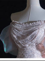 Luxuriöse elegante Perlenbesetzte Abendkleider 2025 Neue Schulter Pailletten Fischschwanzkleid Abschlussballkleid Hochzeitskleid Verlobungskleid