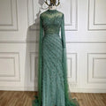 Luxury Nude Mermaid Evening Dress with Cape Sleeves LA71885A
