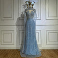 Robe de soirée de luxe en perles couleur nude avec traîne en tulle LA72189A