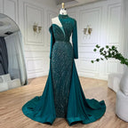 Serene Hill Abito elegante mermaid verde arabo con una spalla e perline, abito da sera di lusso Dubai per donne per feste di nozze LA72550